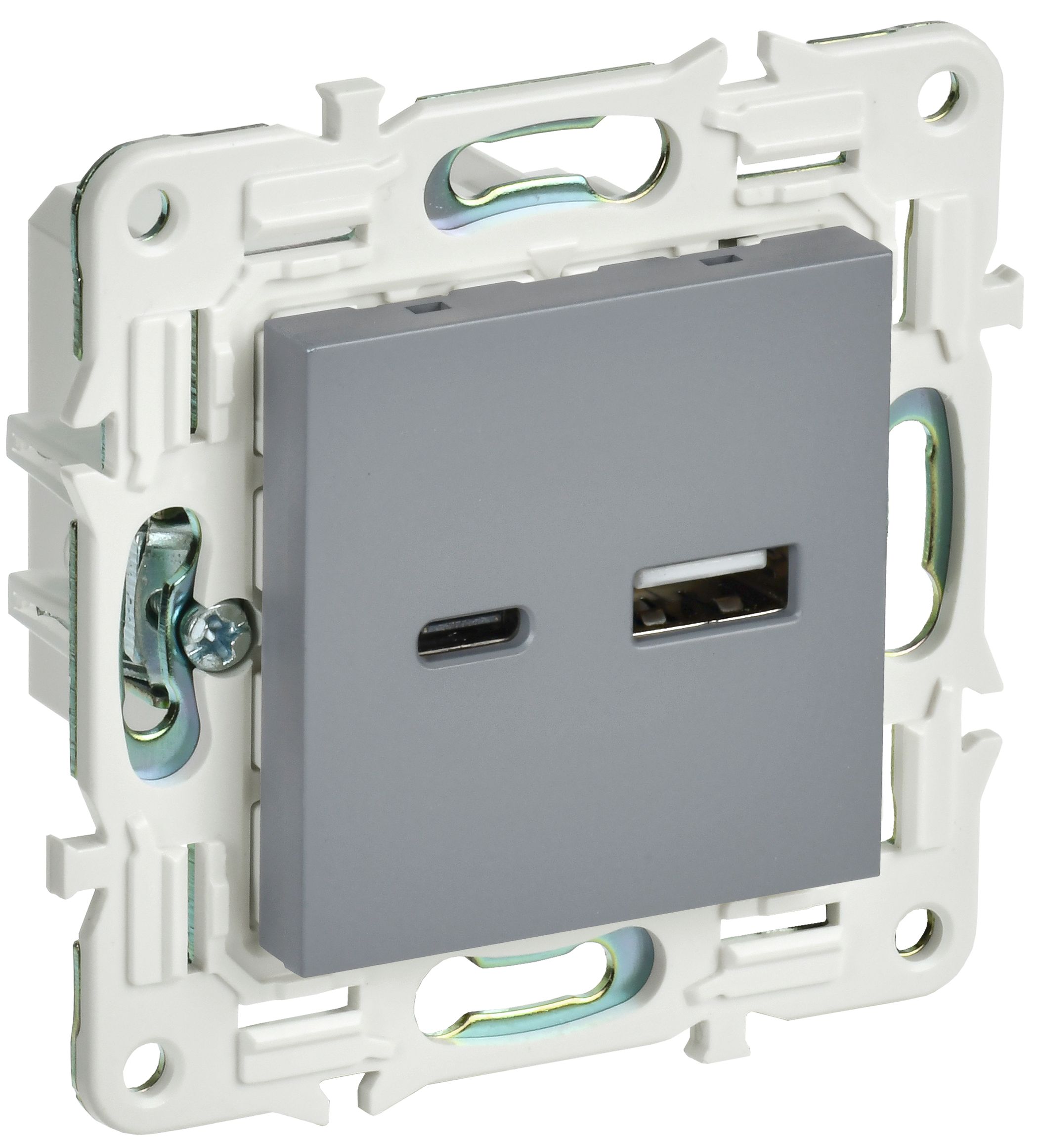 IEK SKANDY Серый Розетка USB A+C 18Вт SK-R13Gr фото