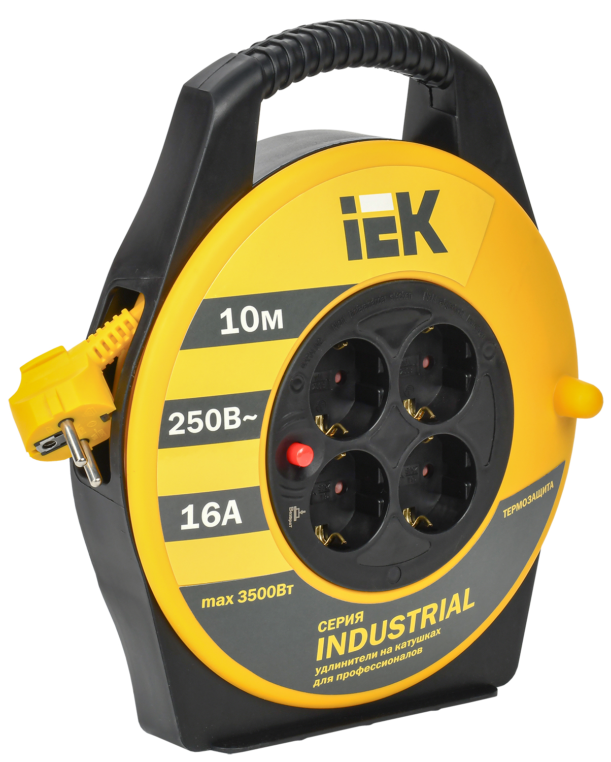 IEK Катушка УК10 с т/з 4 места 2Р+PЕ/10м 3х1,5 мм2 Industrial фото