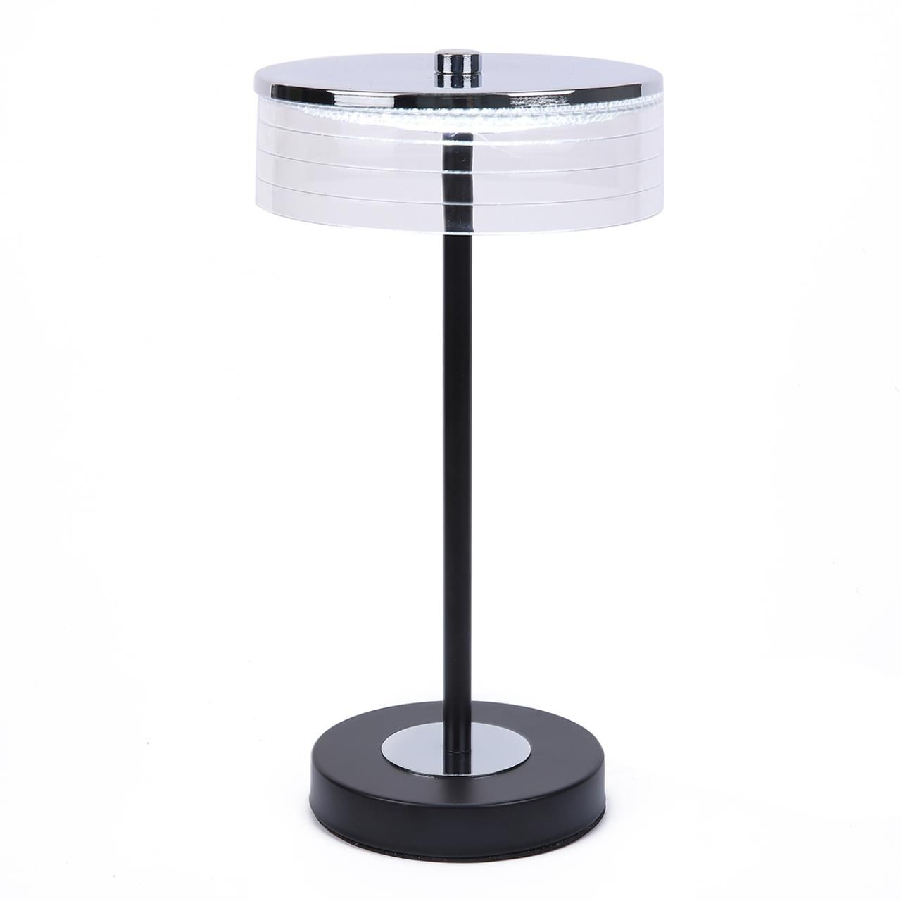 Lumion 8203/1TL LEDIO серебро/черный/прозрачный, металл/акрил Настольная лампа LED 7W 400К 220V SATIANA фото