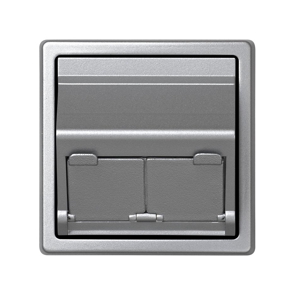 Simon 73 loft Алюминий Накладка 2-ой тлф/комп розетки(для 2-х коннекторов RJ45) фото