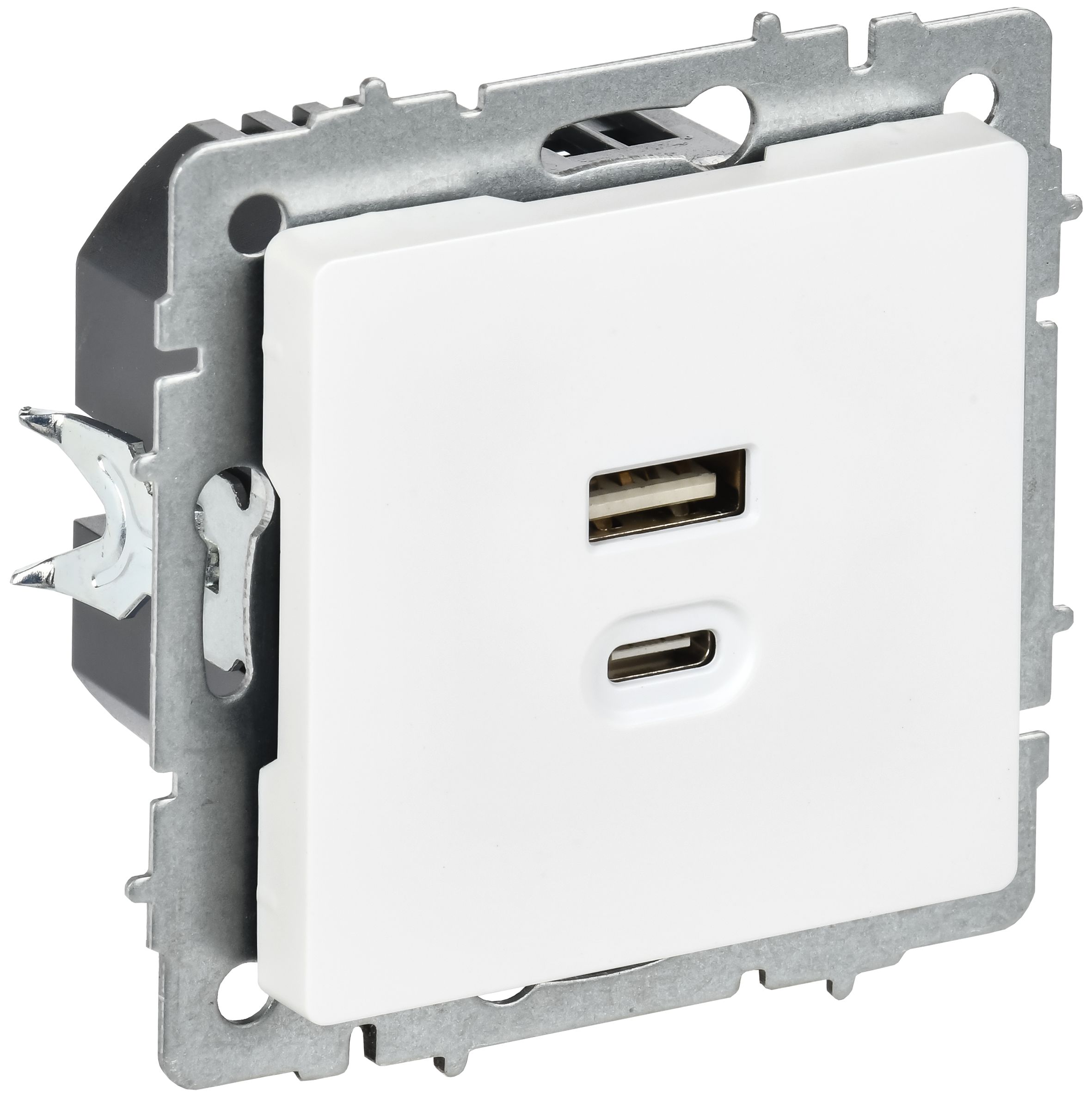 IEK BRITE Роз. USB A+C 45Вт высокоск. зар. РЮ11-2-БрАБ а/б фото