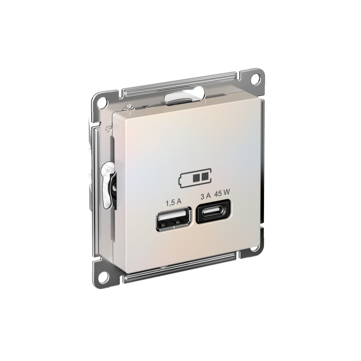 Systeme Electric AtlasDesign Жемчуг USB Розетка A + тип-C 45W высокоскор.заряд. QC,PD, мех. фото