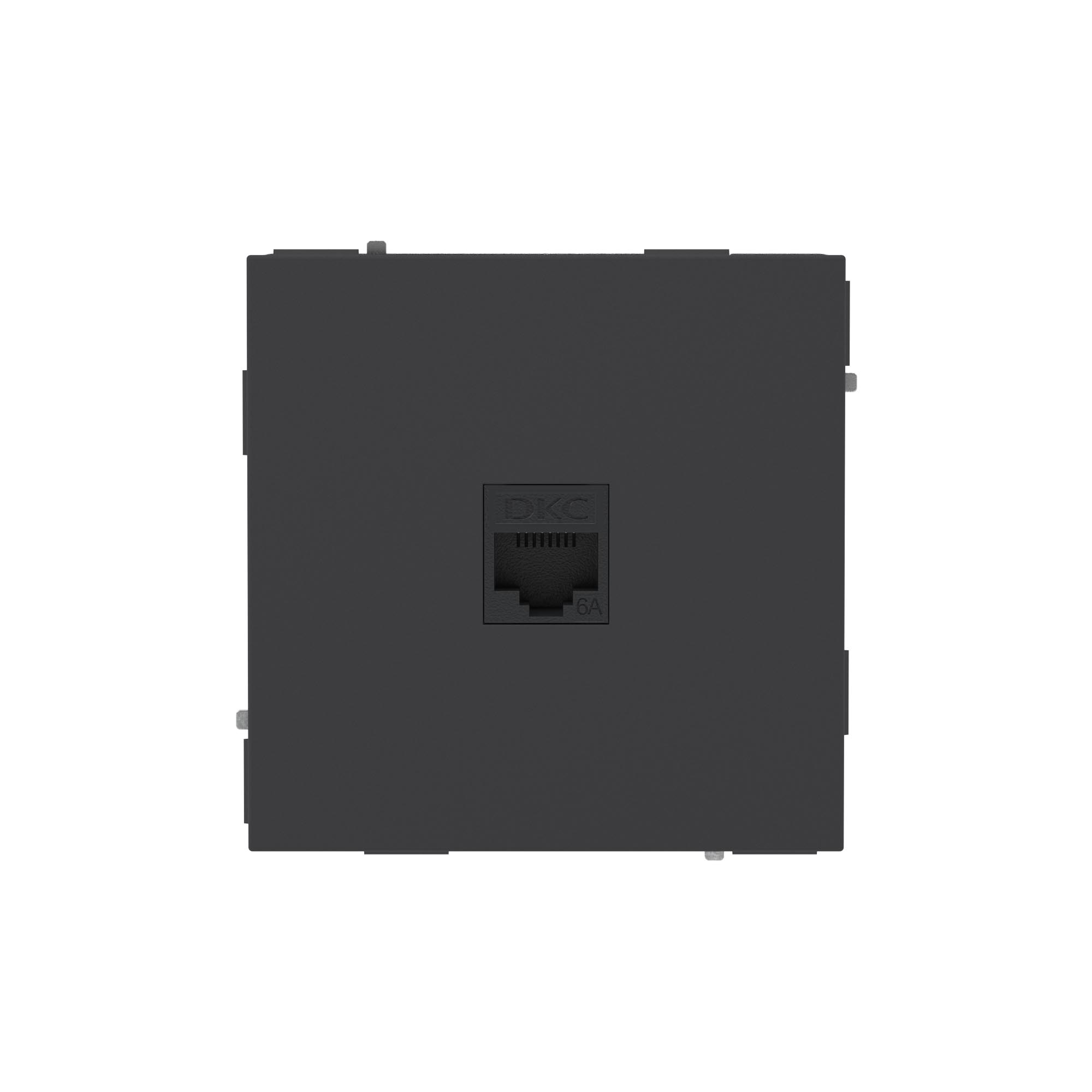 DKC KANT Компьютерная розетка RJ-45 без шторки, кат.6А одинарная,черный уголь фото