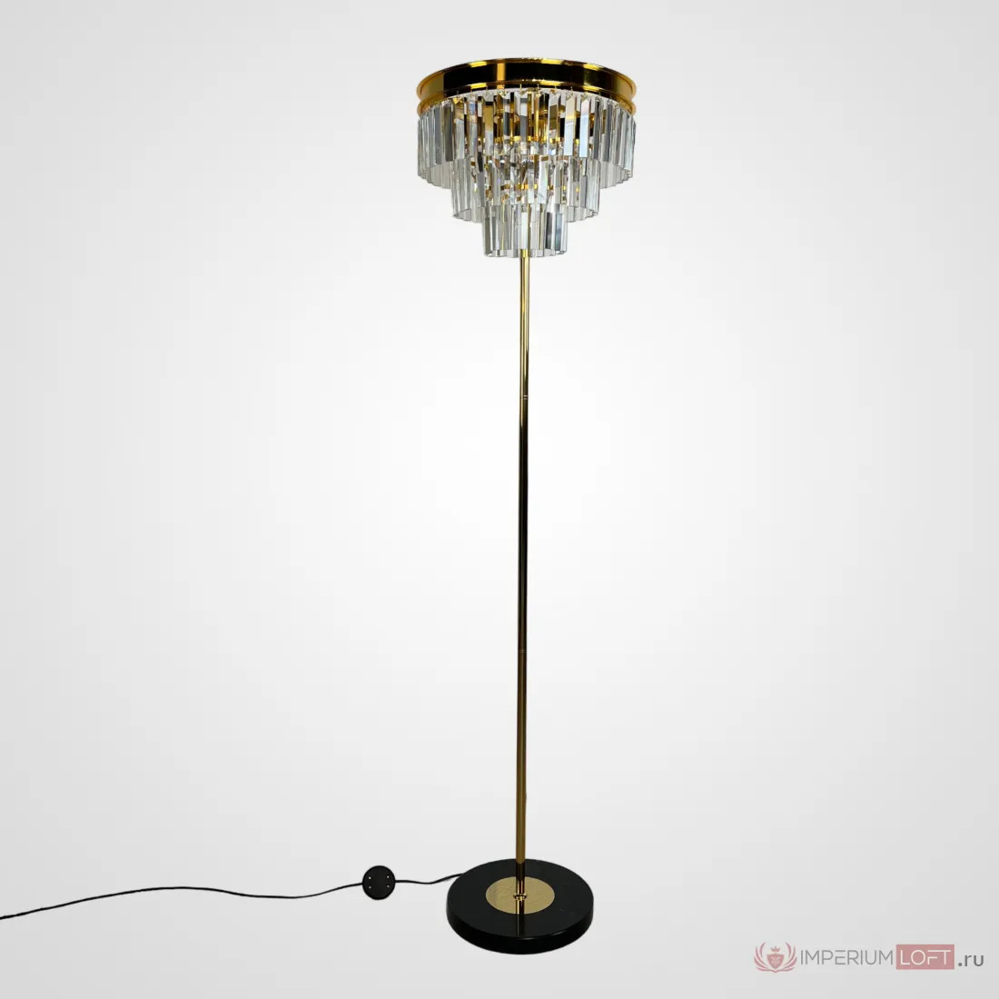 ImperiumLoft Торшер RH 1920S Odeon Clear Glass Floor Lamp GOLD фото