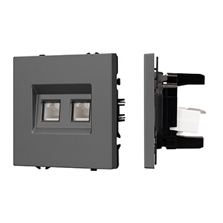Arlight Механизм сдвоенной компьютерной розетки SCT-NOBE-MPC2-SFPL-GR (RJ-45, CAT6) (Серый базальт) фото