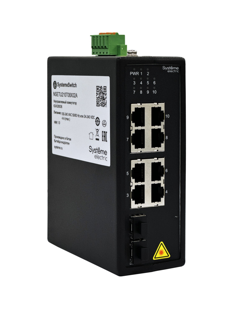 Systeme Electric Неуправляемый промышленный коммутатор Ethernet, 8x10/100/1000BaseT, 2x100/1000BaseX SFP фото