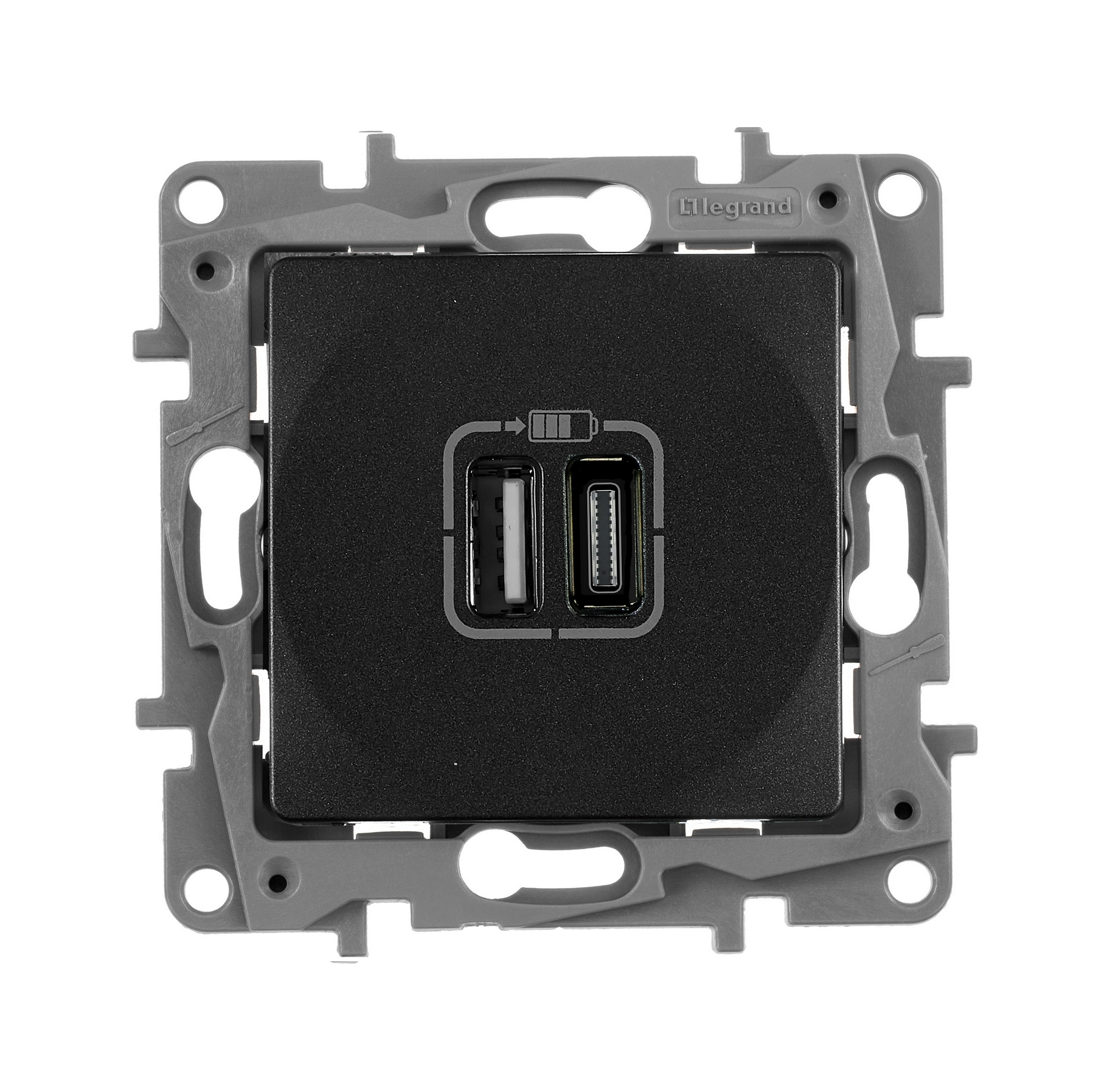 Legrand Etika Антрацит Зарядка USB A-C фото