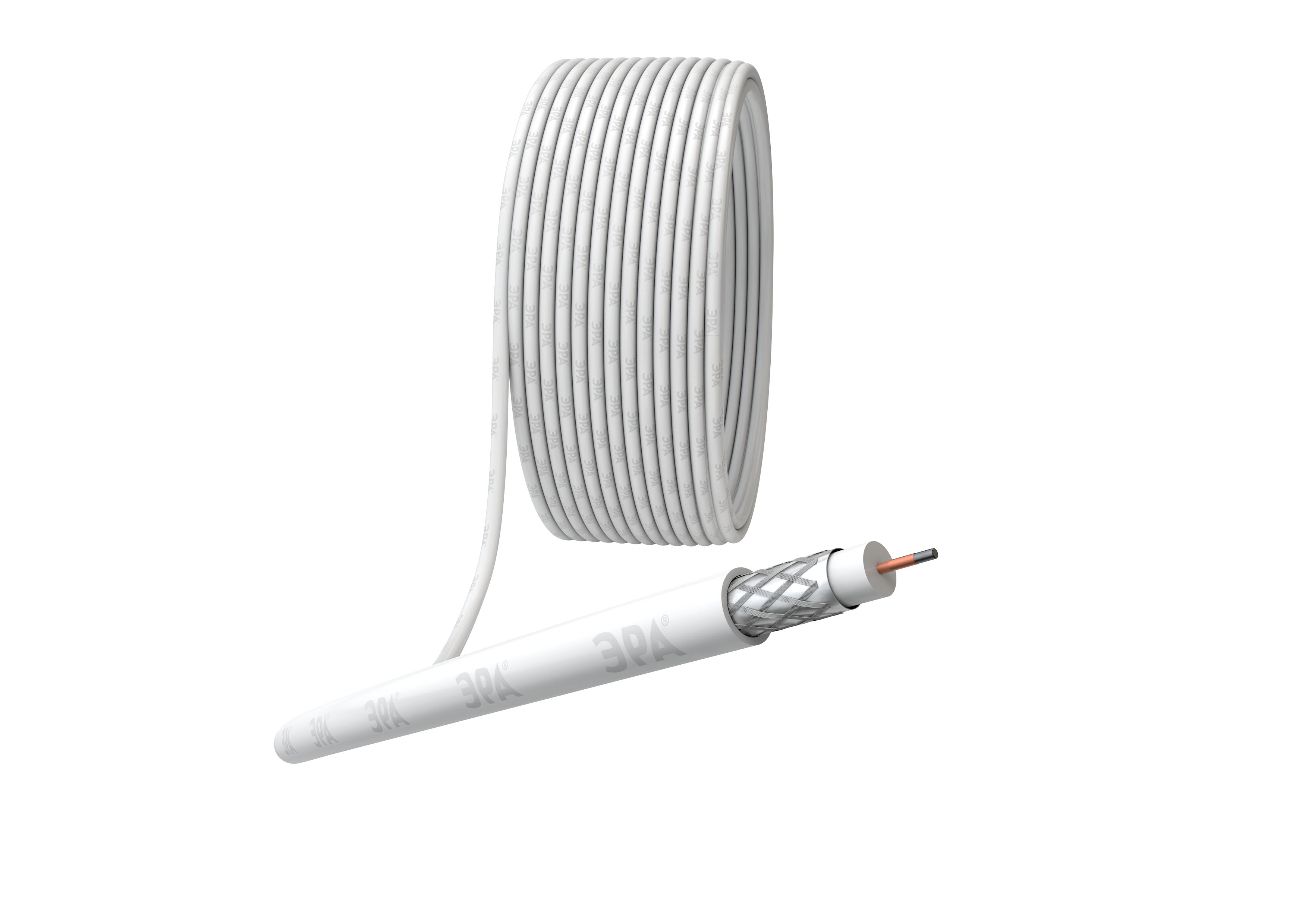 ЭРА Кабель коаксиальный RG-6U, 75 Ом, CCS/(оплётка Al 32%), PVC, цвет белый, бухта 100 м, SIMPLE (6/ фото