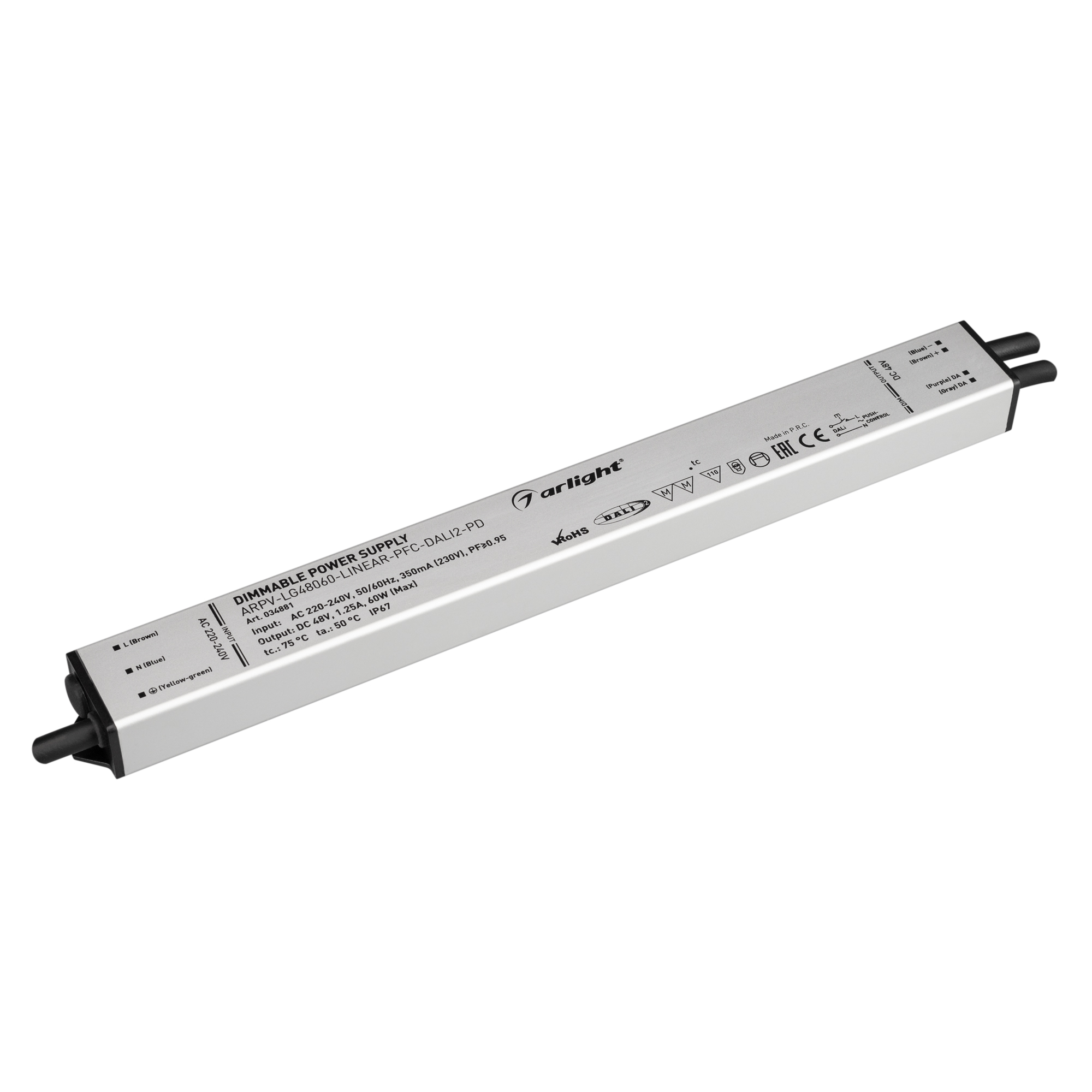 Arlight Блок питания ARPV-LG48060-LINEAR-PFC-DALI2-PD (48V, 1.25A, 60W) (IP67 Металл, 5 лет) фото