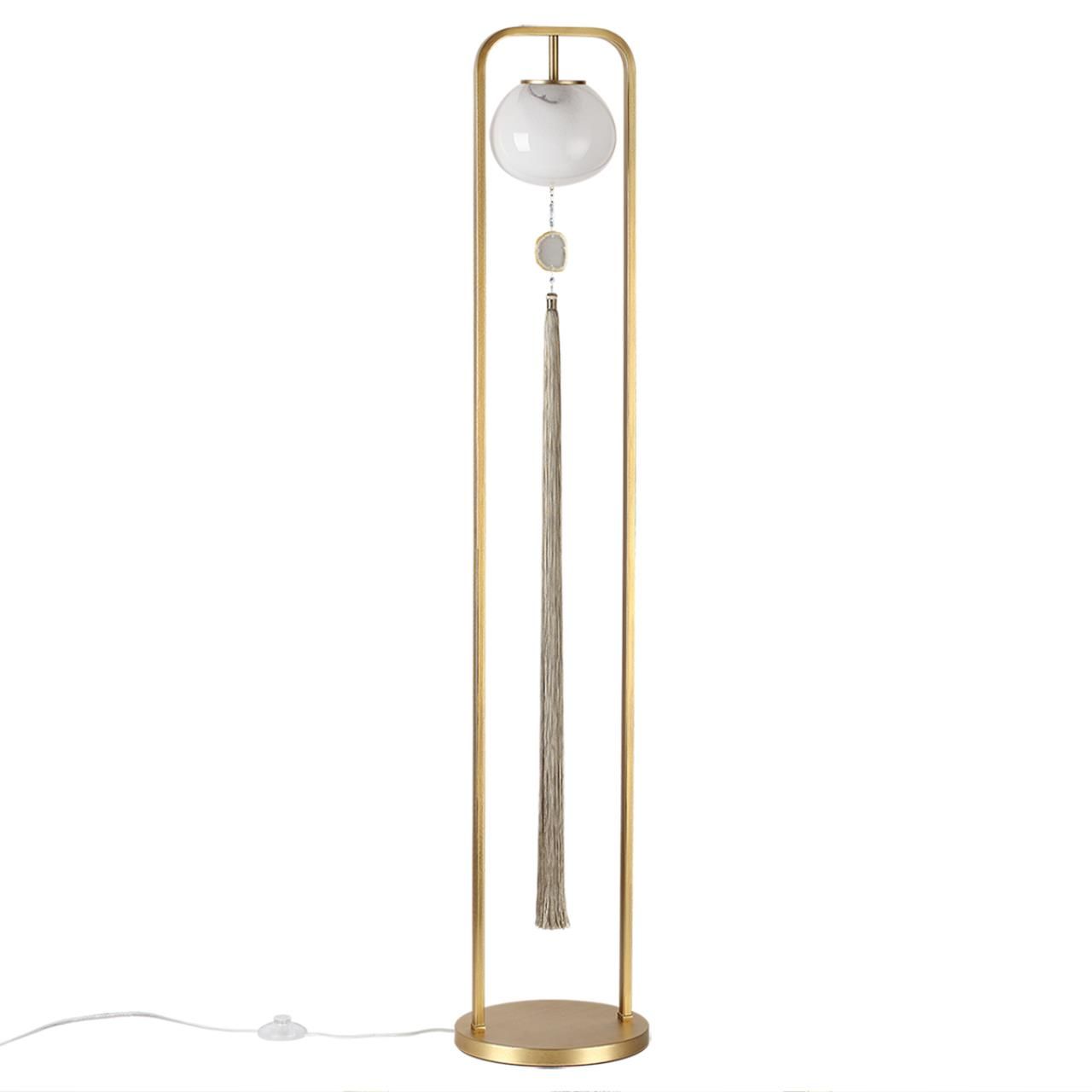 Odeon Light 5432/1F MODERN ODL_EX25 115 золотой(под латунь)/стекло/кисточка/агат Торшер E14 1*40W FIOLENT фото