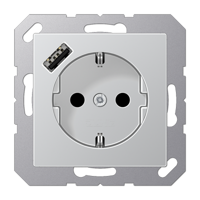 JUNG Розетка SCHUKO® с USB-зарядным устройством, тип А термопласт алюминий фото