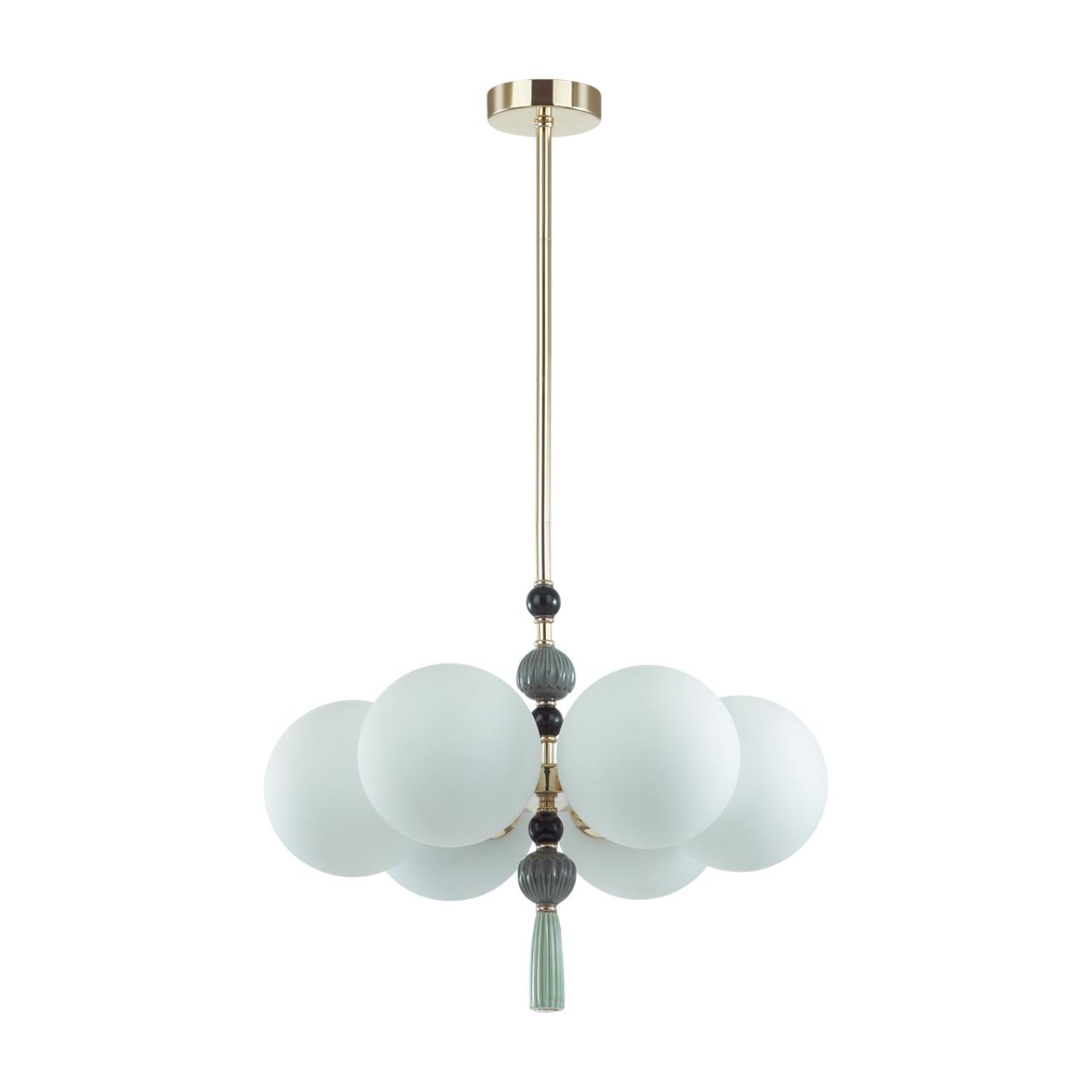 Odeon Light 5405/6 MODERN ODL_EX23 35 золотой/серый/зеленый/белый матовый металл/керамика/ткань Люстра E14 6*40W PALLE фото