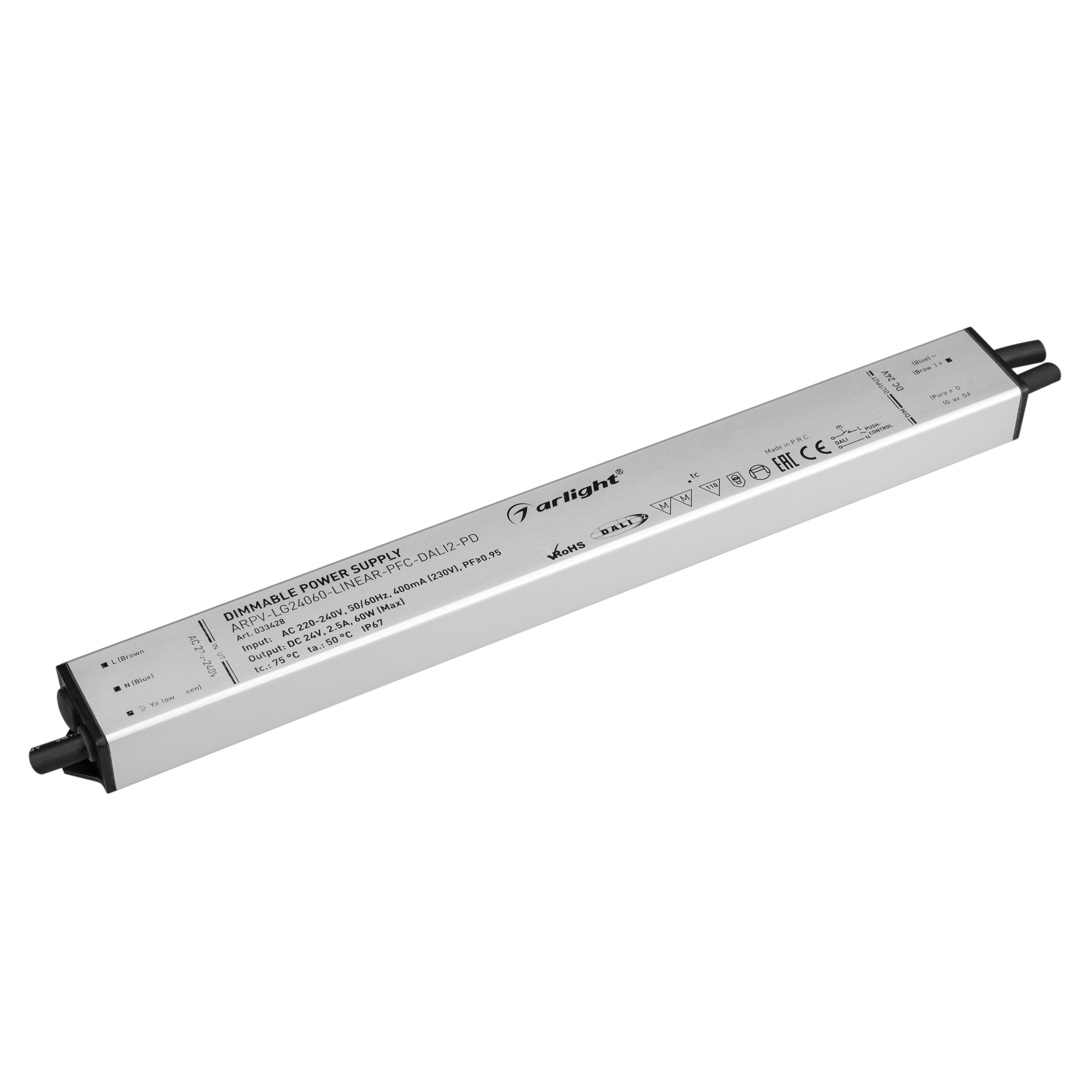 Arlight Блок питания ARPV-LG24060-LINEAR-PFC-DALI2-PD (24V, 2.5A, 60W) (IP67 Металл, 5 лет) фото