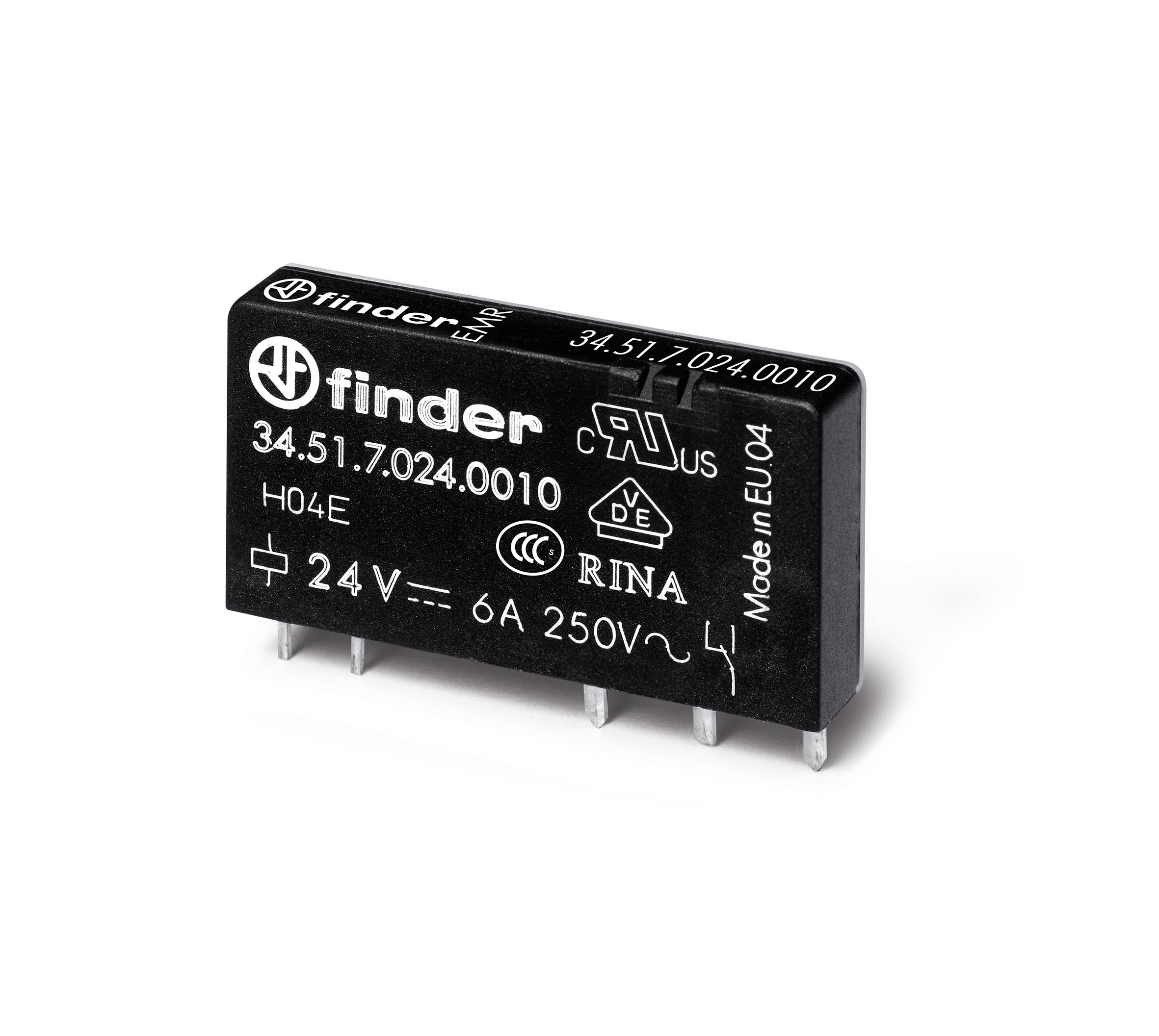 Finder Ультратонкое электромеханическое реле; монтаж на печатную плату; 1CO 6A; контакты AgNi+Au; катушка 24В DC (чувствит.); степень защиты RTII фото