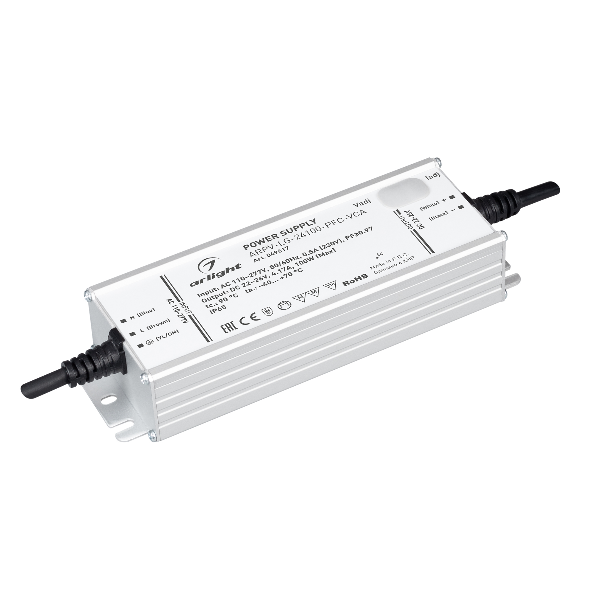 Блок питания ARPV-LG-24100-PFC-VCA (22-26V, 4.17A, 100W) (Arlight, IP65 Металл, 5 лет) фото