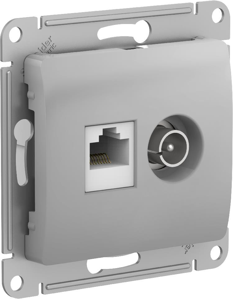 Systeme Electric Glossa Алюминий Розетка двойная TV + компьютерная RJ45, кат. 5Е фото