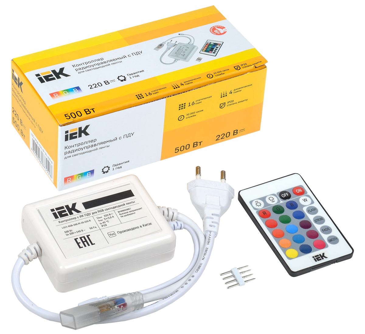 IEK Контроллер с ПДУ ИК RGB 3 канала 220В 3А 500Вт фото