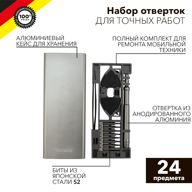 KRANZ Набор отверток для точных работ  RA-04, 24 предмета фото