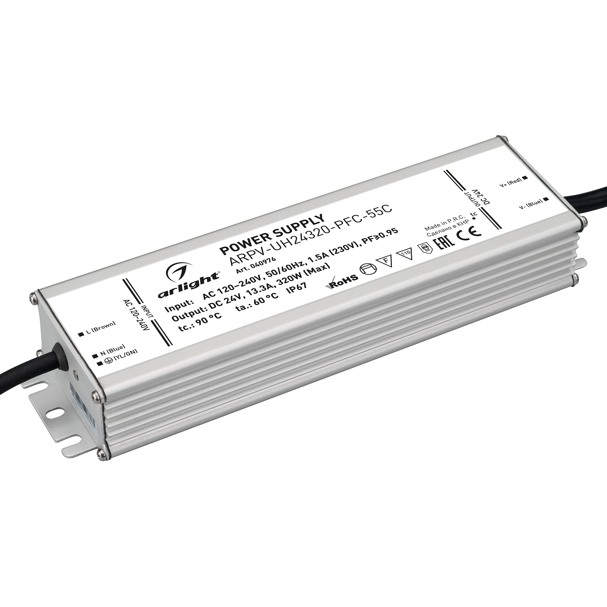 Arlight Блок питания ARPV-UH24320-PFC-55C (24V, 13.3A, 320W) (IP67 Металл, 5 лет) фото