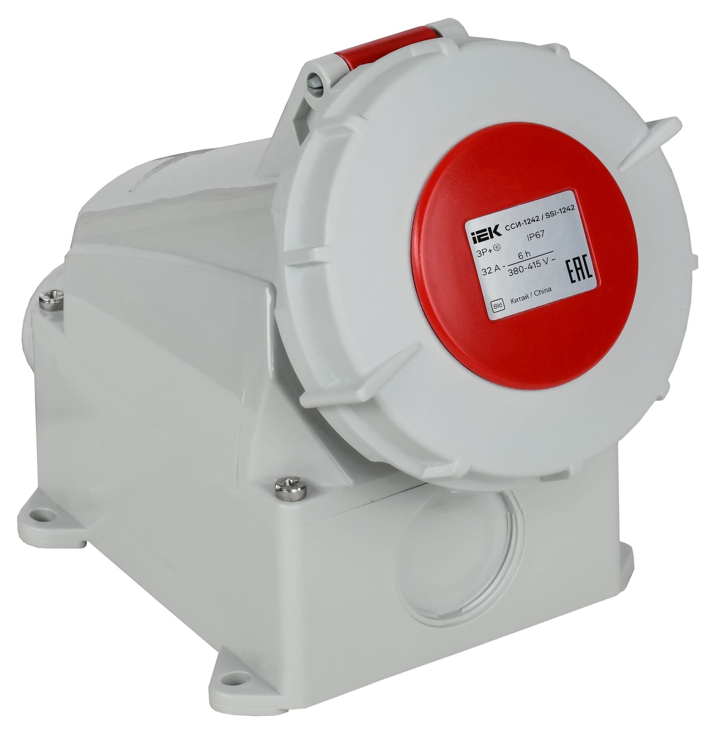 Розетка стц. ССИ-1242 32А-6ч 380В 3P+PE IP67 IEK фото