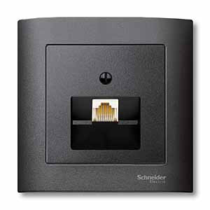 Schneider Electric Merten SM Антрацит Накладка розетки ТЛФ/комп 1-ой наклонной фото