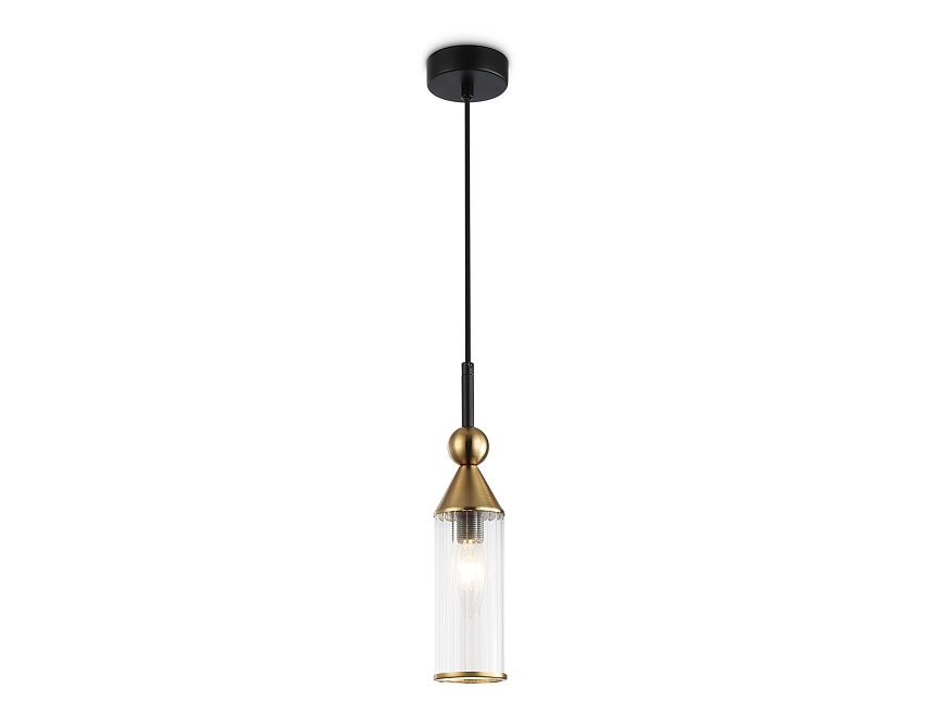 Ambrella Светильник подвесной LH55251 BK/BS/CL черный/латунь/прозрачный E14 max 40W D65*1500 фото