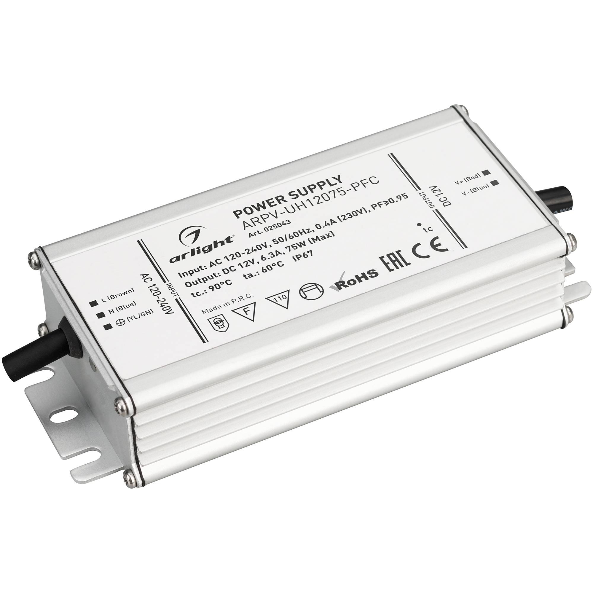 Arlight Блок питания ARPV-UH12075-PFC (12V, 6.3A, 75W) (IP67 Металл, 7 лет) фото