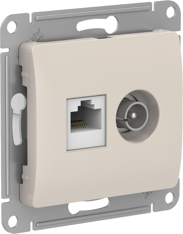Systeme Electric Glossa Молочный Розетка двойная TV + компьютерная RJ45, кат. 5Е фото