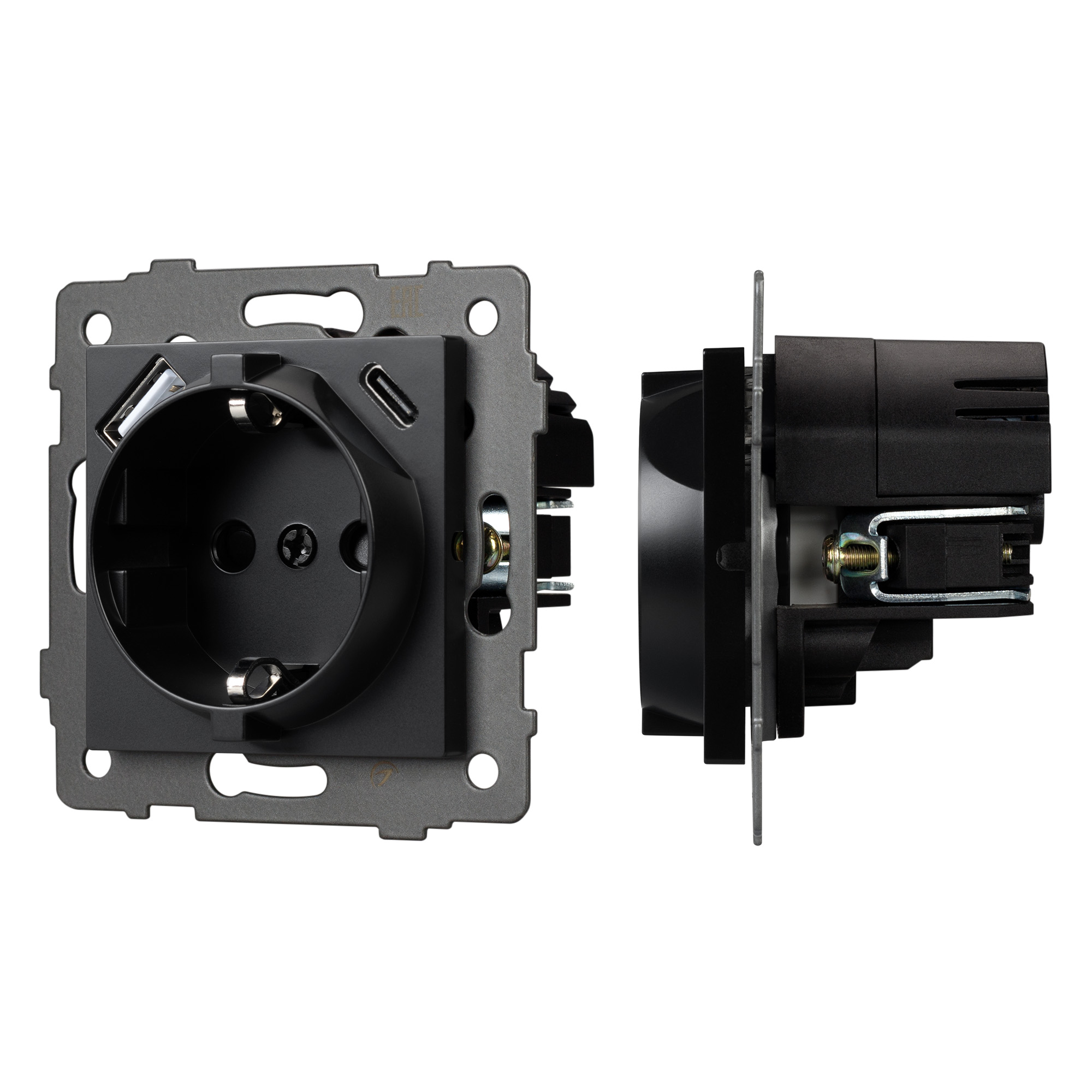 Arlight Механизм розетки с USB зарядкой SCT-MUAC-PL-BK-V (250V, 16A) (-) фото