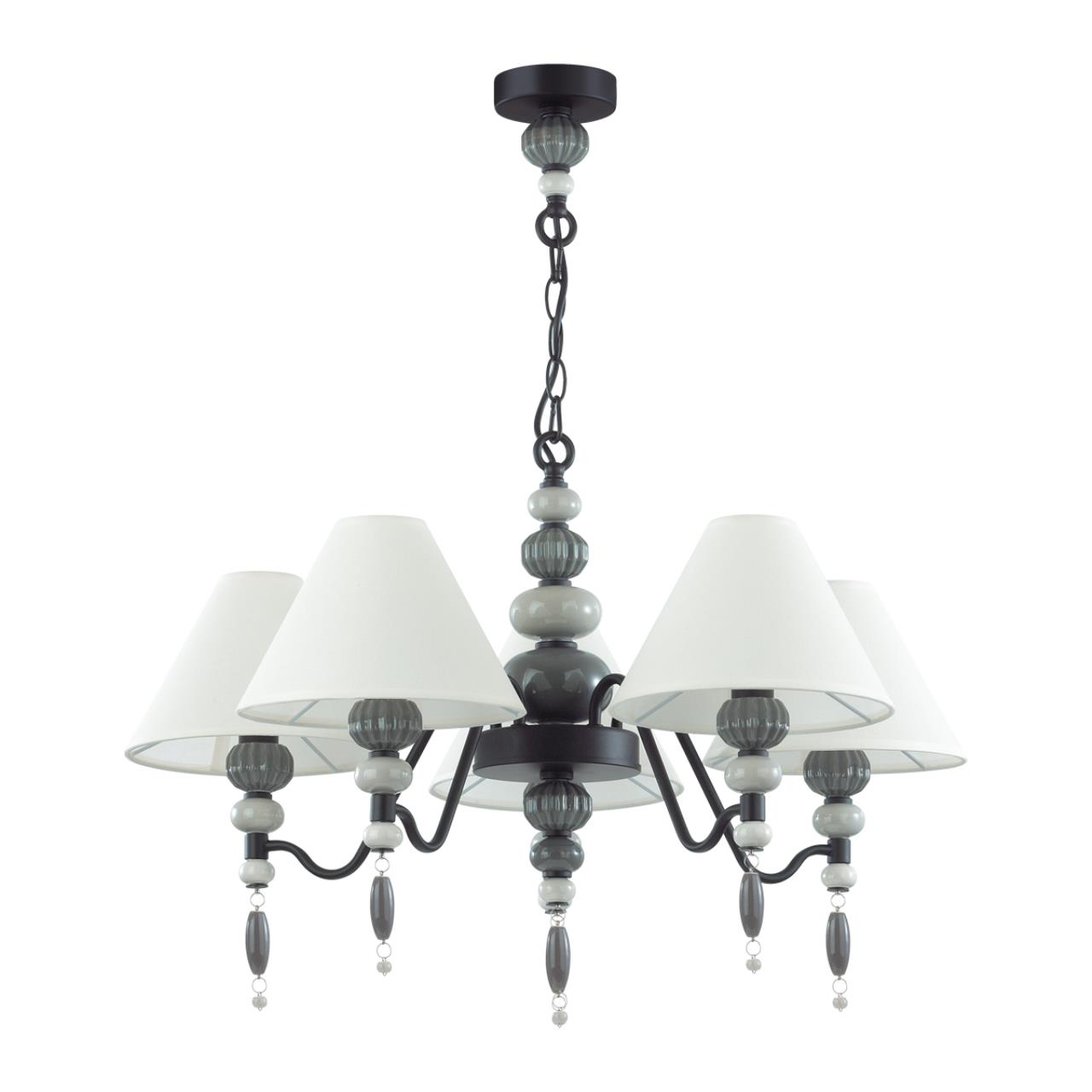 Odeon Light 4896/5 MODERN ODL_EX23 25 черный матов./серый/молочный металл/керамика/ткань Люстра E14 5*40W SOCHI фото