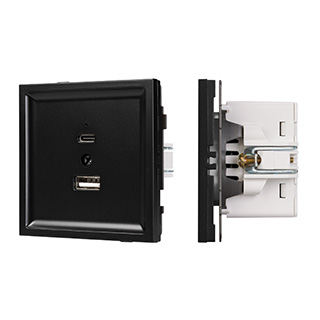 Arlight Механизм USB розетки SCT-TENDO-MUAC-PL-BK (5V, 3A, QC3) (-) фото