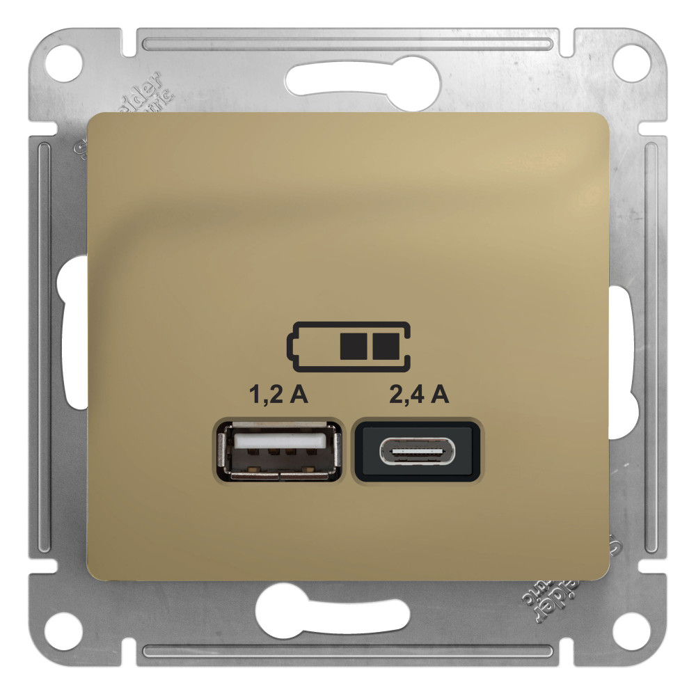 Systeme Electric Glossa Титан Розетка USB A+С, 5В/2,4А, 2х5В/1,2А фото
