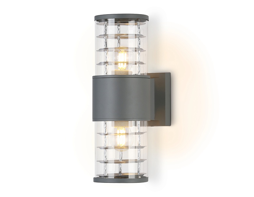 Ambrella Светильник уличный настенный архитектурный ST2523/2 GR/CL серый/прозрачный IP54 E27/2 max 11W 305*110*155 фото