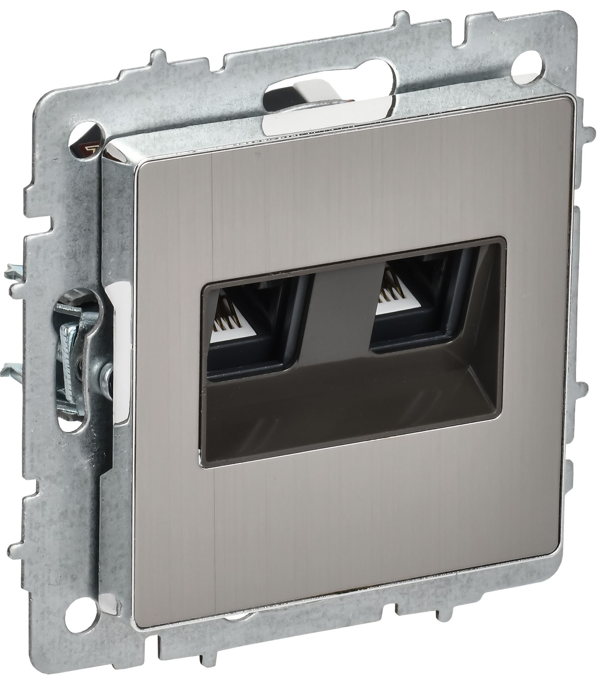 IEK BRITE Металл Хром/никель Роз. комп. 2-ая RJ45 кат.6 РК11-2-БрГН фото