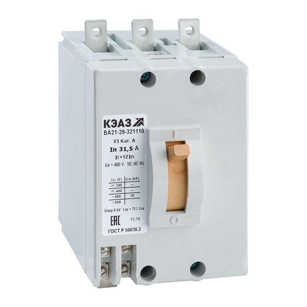 КЭАЗ Выключатель автоматический ВА21-29-341810-10А-12Iн-400AC-НР24AC/DC-У3. фото