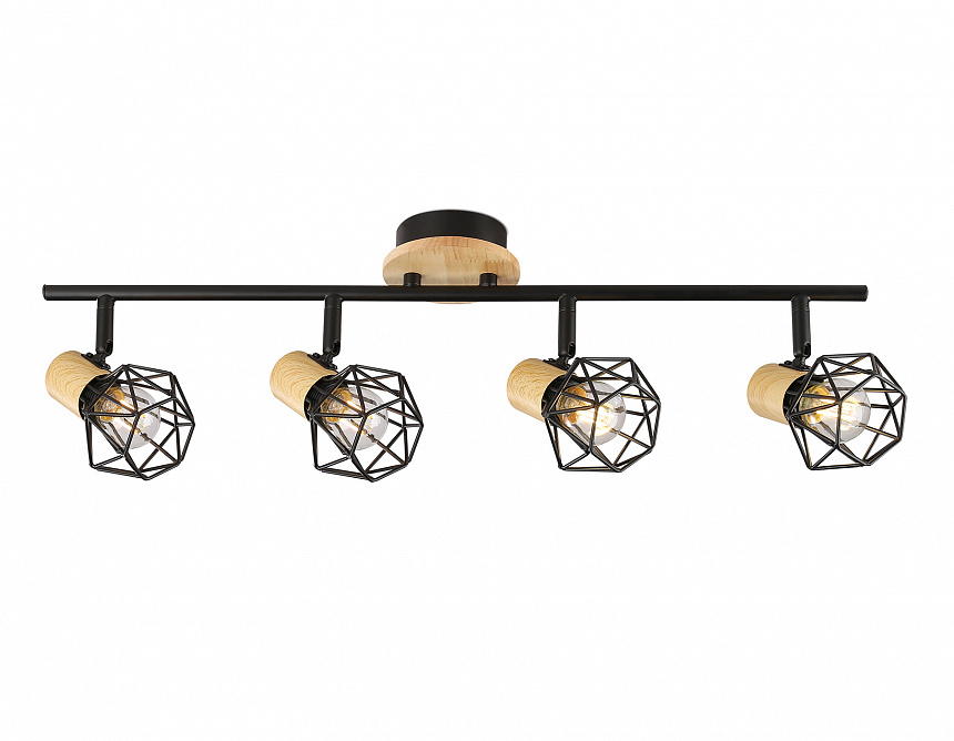 Ambrella Накладной светильник TR8754/4 BK/WD черный/дерево IP20 E27/4 615*115*200 фото