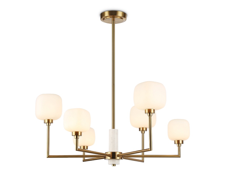 Ambrella Светильник на штанге LH53015/6 BS/FR латунь/белый матовый G9*6 max 40W D690*680 фото
