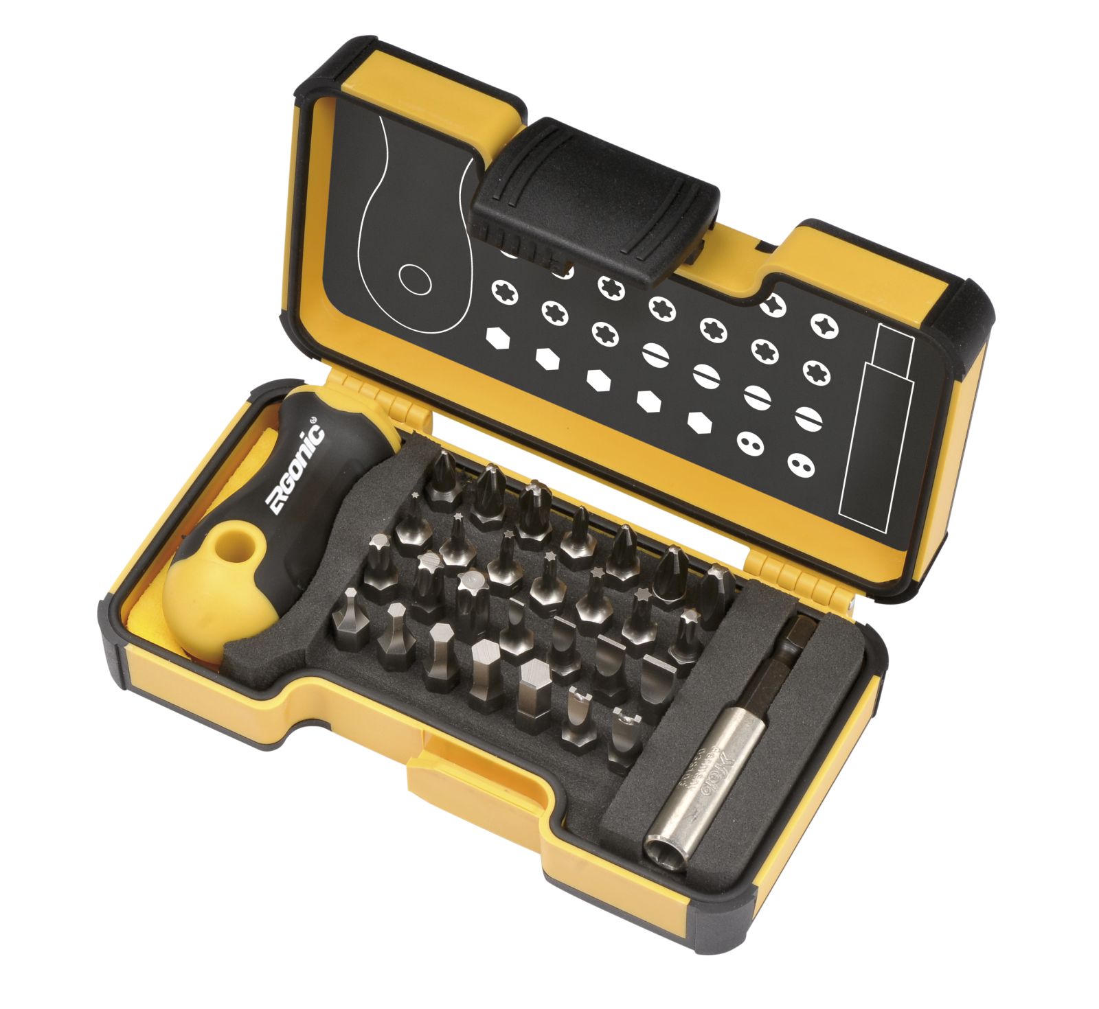 Felo Набор бит SL/PZ/PH/HEX/Tx с рукояткой ERGONIC  и битодержателем в кейсе, 30 шт 02073006 фото