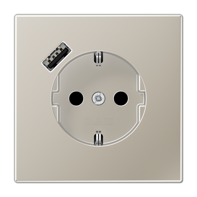 JUNG Розетка SCHUKO® с USB-зарядным устройством, тип А термопласт нержавеющая сталь фото