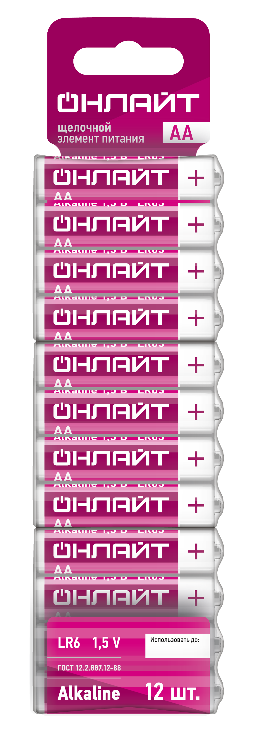 Элемент питания ОНЛАЙТ OBT-ALK-LR6-BP12 (480/240/12)