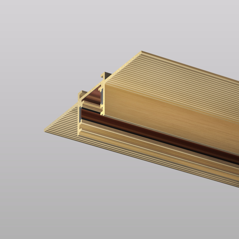 Denkirs TR5702-SB Трек SHINE HIDE для ГКЛ 12,5мм, 2м, 48В DC, IP20, сатинированная латунь, алюминий фото