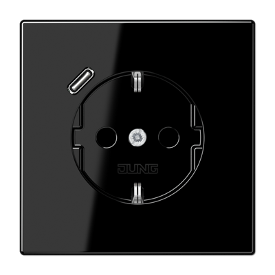 JUNG Розетка SCHUKO® с USB-зарядным устройством, тип С термопласт черный фото