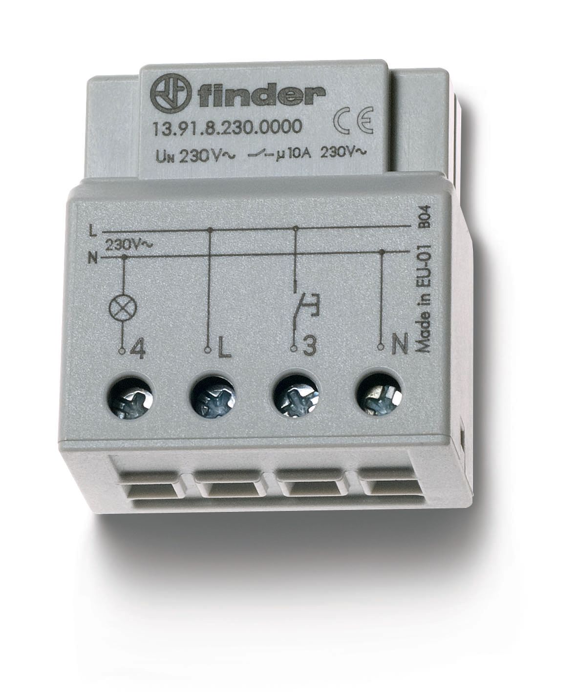 Finder Электронные шаговое реле; 1NO 10A; питание 230В АC; монтаж в коробке; степень защиты IP20 фото