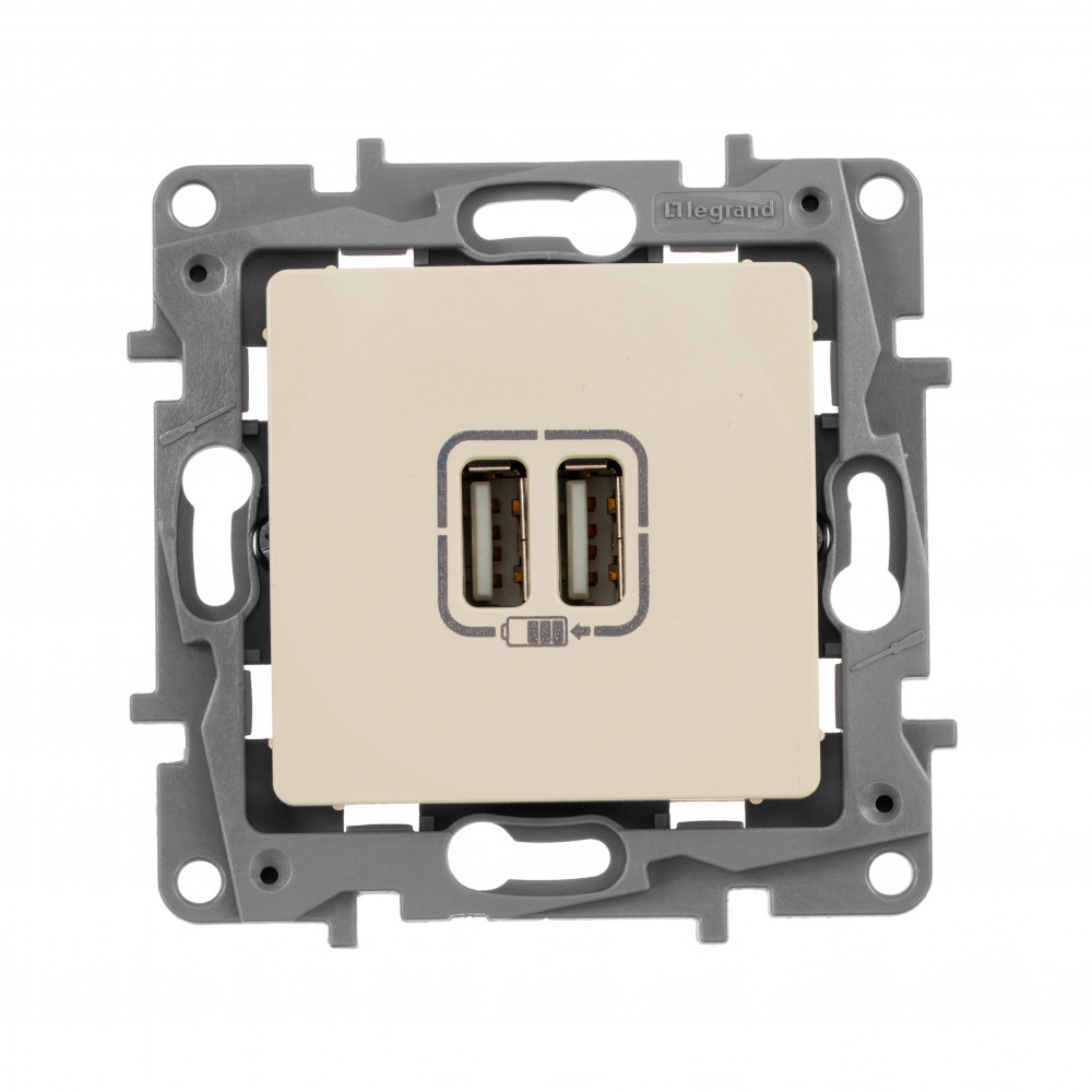 Legrand Etika Слоновая кость Розетка USB 2-ая 240В/5В 2400мА. фото