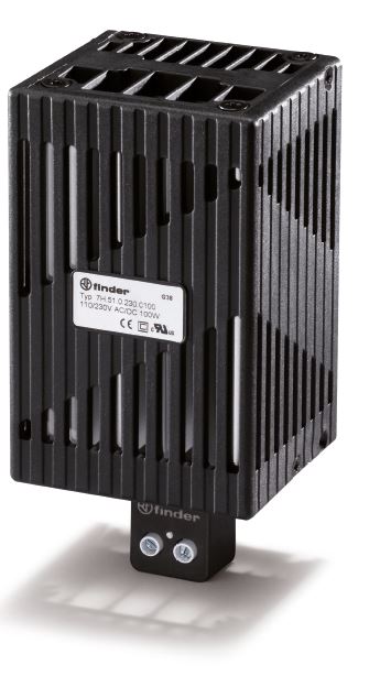 Finder Щитовые электронагреватели; электропитание 110…250В AC/DC; тепловая мощность 100Вт; установка на рейку 35мм; степень защиты IP20 фото