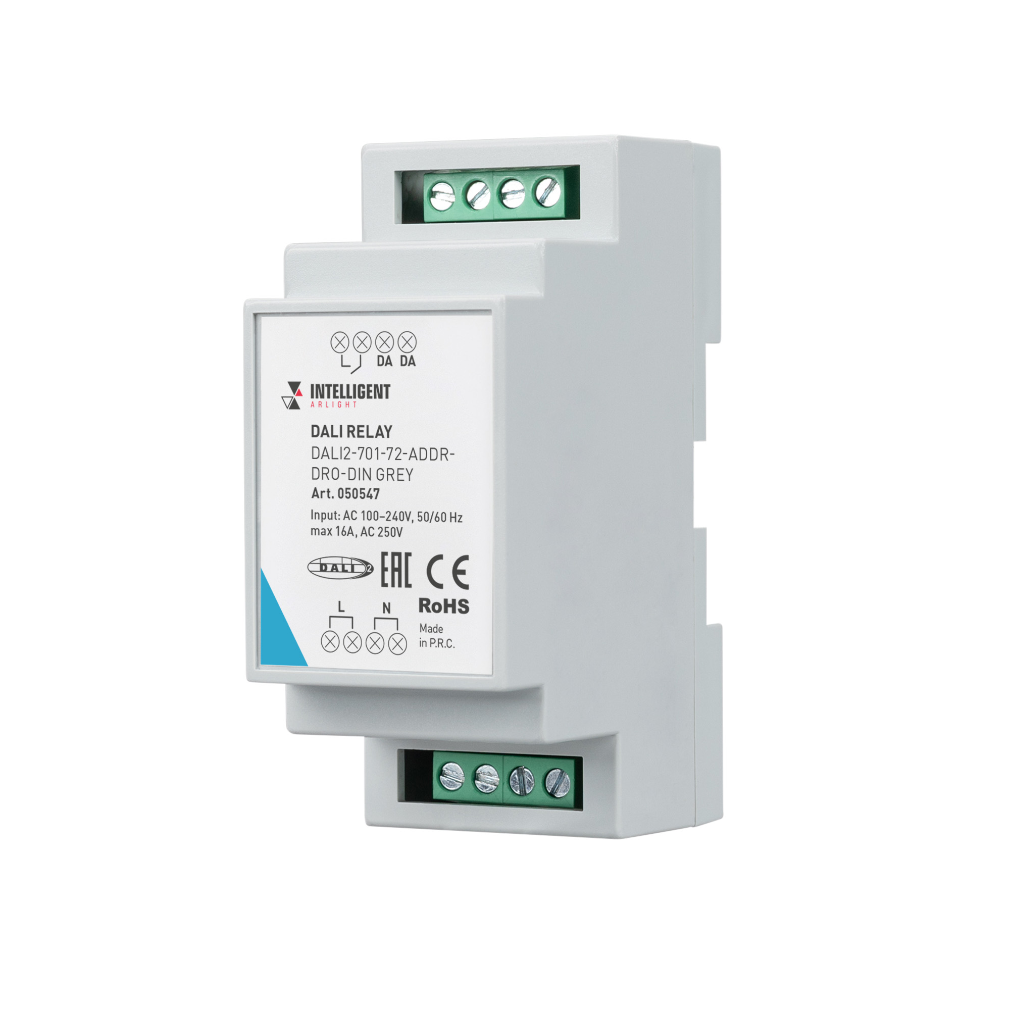 Arlight INTELLIGENT ARLIGHT Релейный модуль DALI2-701-72-ADDR-DRO-DIN Grey (230V, 1x16A) (IARL, DIN-рейка) фото