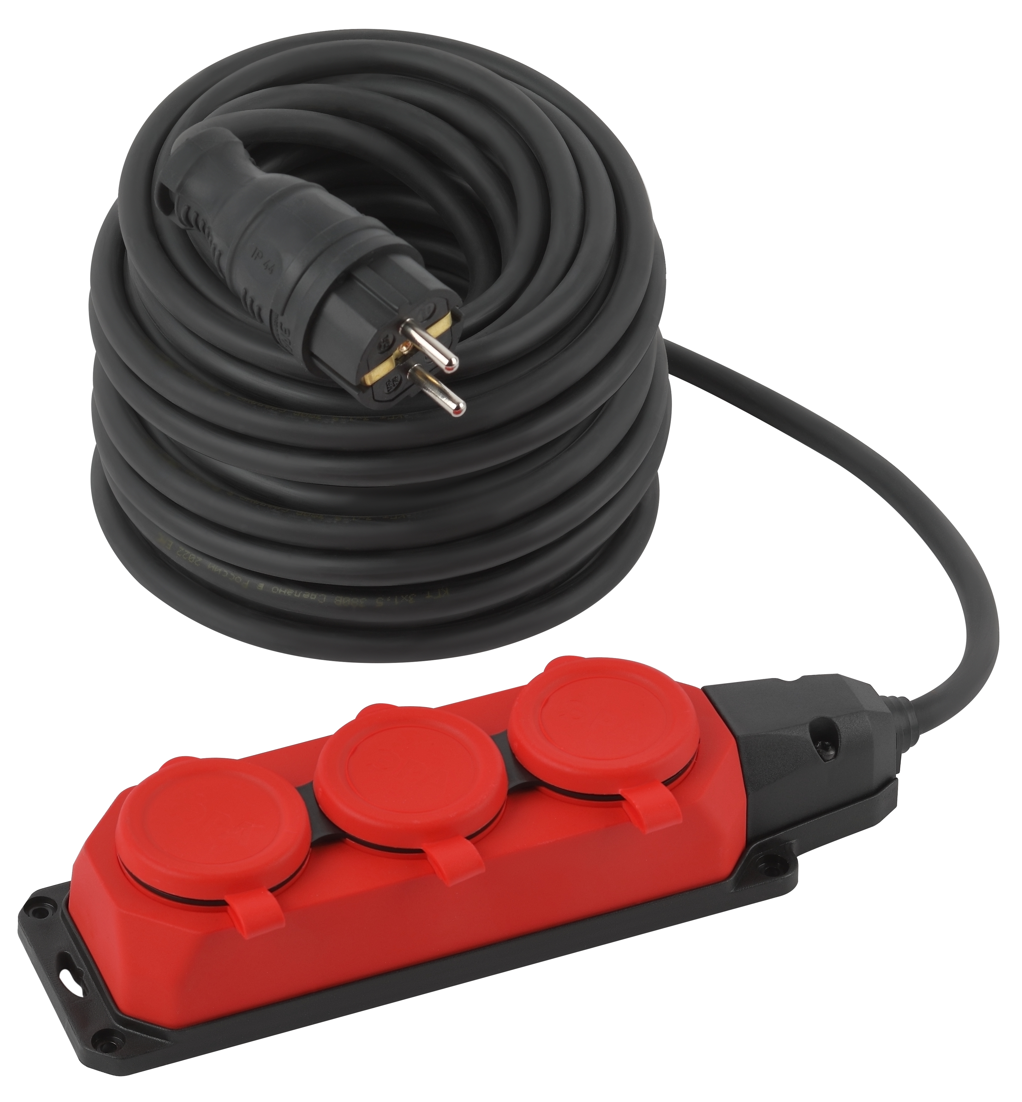 ЭРА Удлинитель силовой UK-3e-3x1,5-30m-IP44(KG) с заземлением 3 розетки каучук 30м КГ 3х1,5мм2 IP44 фото