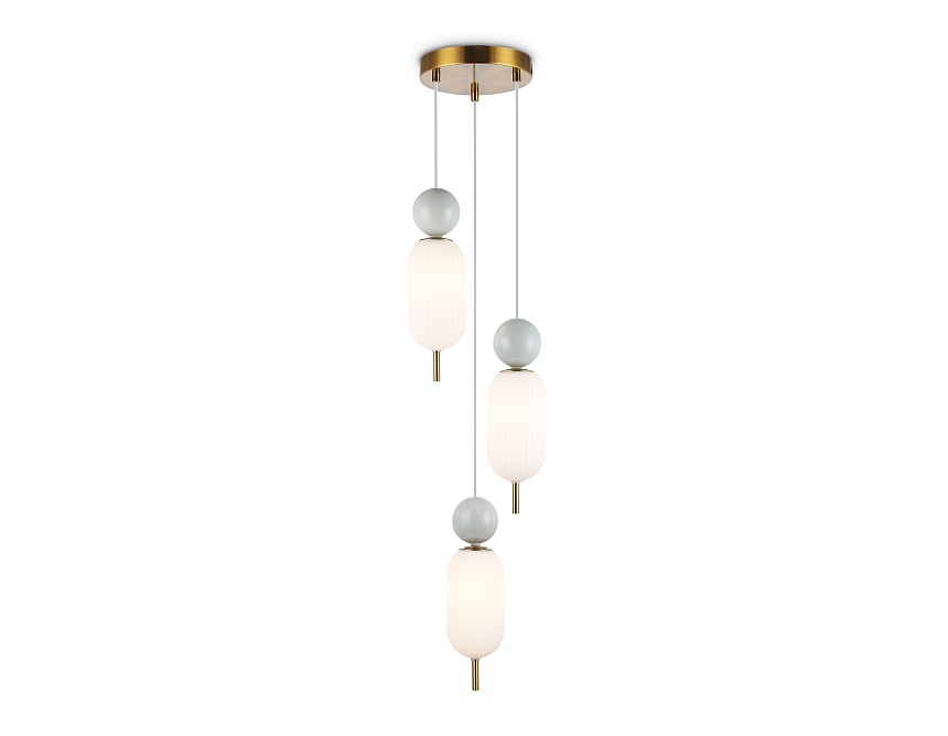 Ambrella Светильник подвесной LH53102/3 BS/GR/FR латунь/серый/белый матовый G9*3 max 28W D260*1525 фото