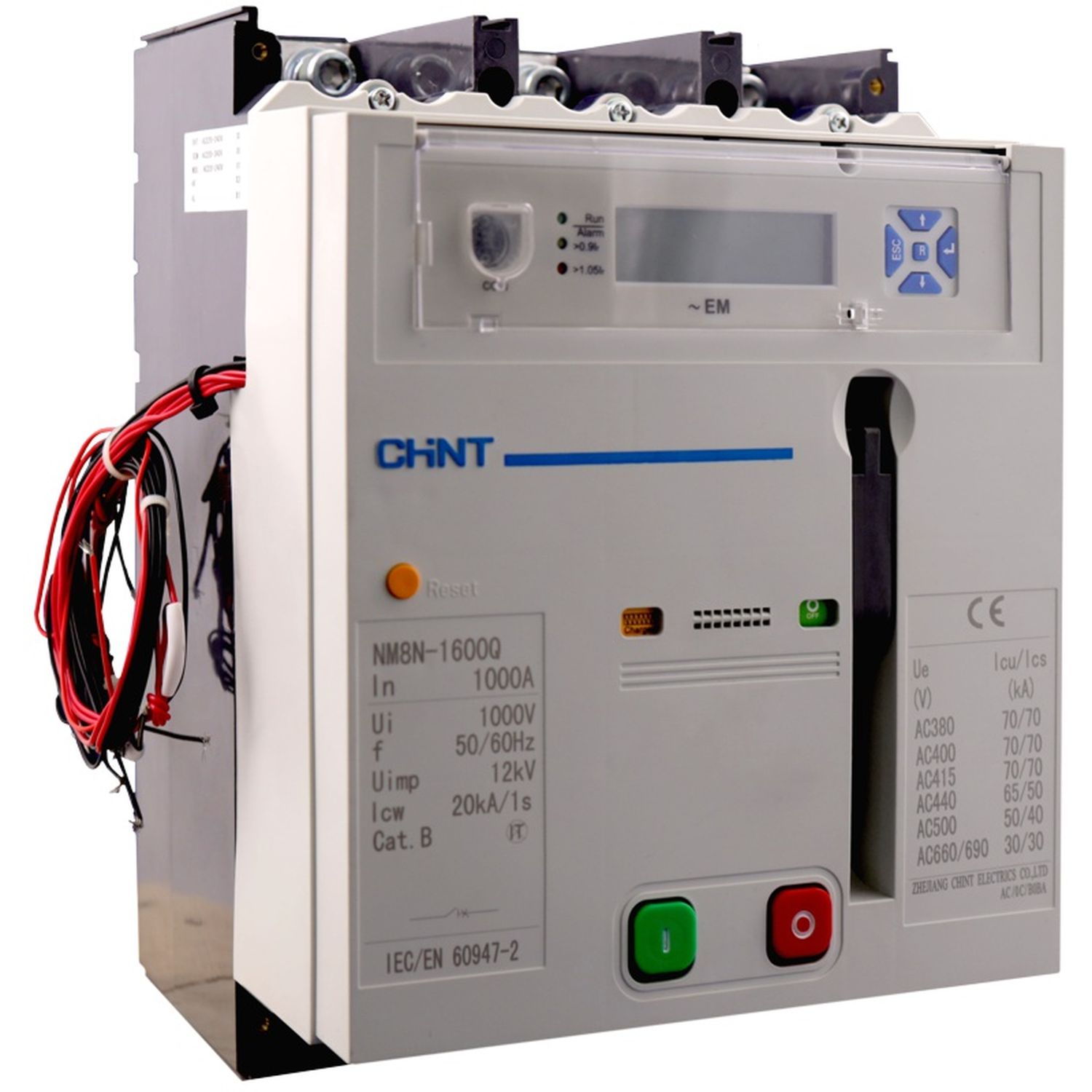 CHINT Авт. выкл. NM8N-1600Q EM 3P 1600А 70кА с электр. расцепителем, LCD, МП 230AC (R) фото