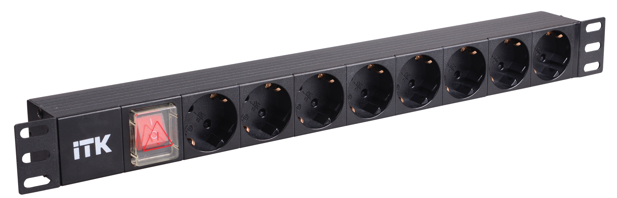 IEK ITK PDU Блок: 8 розеток, с LED выкл.,1U, шнур 2м, вилка, немецкий стандарт фото